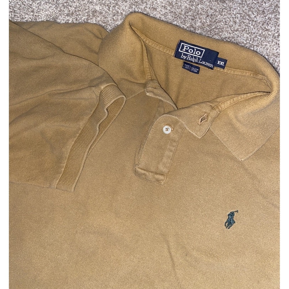 Polo Ralph Lauren Polo Shirt Light Brown Men XXL Green Pony Cotton Preppy Preppy